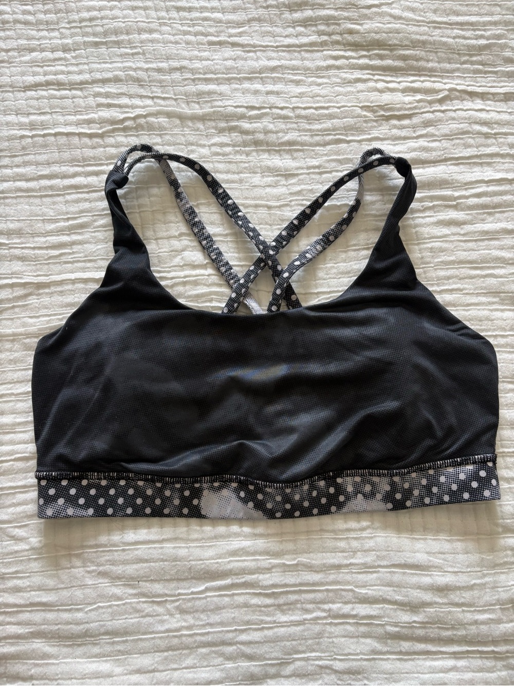 Lululemon energy bra Black Polka-Trim Crossback Sports Bra size 8